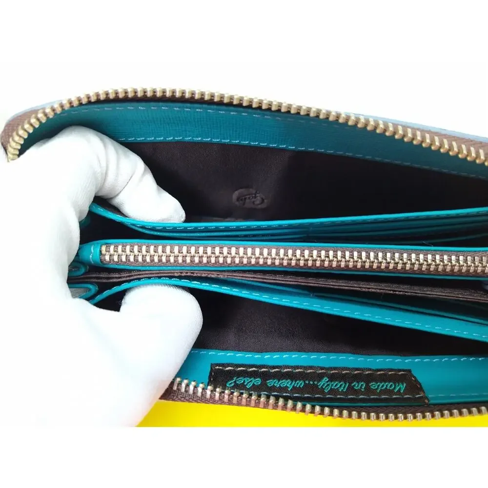 Gabs Gmoney 17 Puckered Basic Off White Leather Zip Around Credit Card Wallet